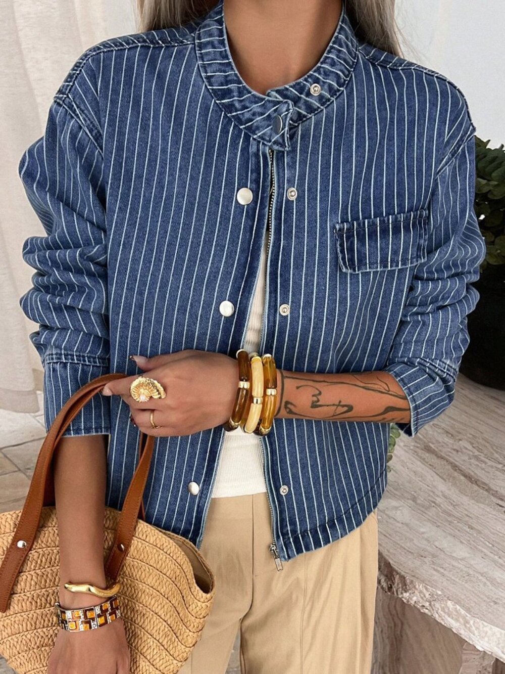 Medium Wash Casual Women's Long Sleeve Denim Jacket